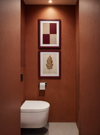 Set of 2 Geometric Burgundy & Sepia Leaf Study | Contemporary Geometric & Botanical Wall Art Prints