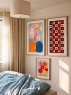Set of 4 Wall Art Prints – Abstract Spiritual, Kilim & Botanical Art Collection