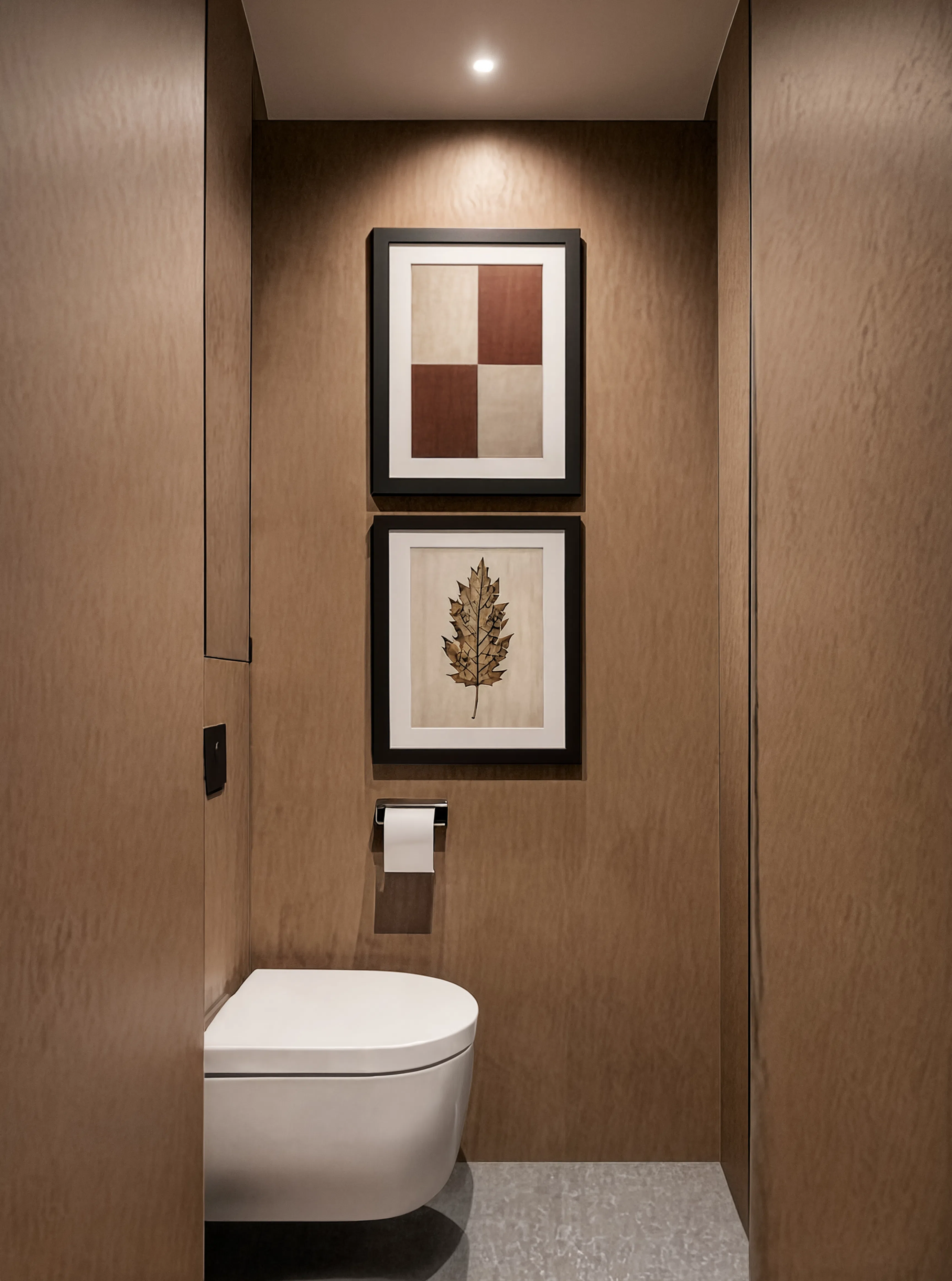 Set of 2 Geometric Burgundy & Sepia Leaf Study | Contemporary Geometric & Botanical Wall Art Prints