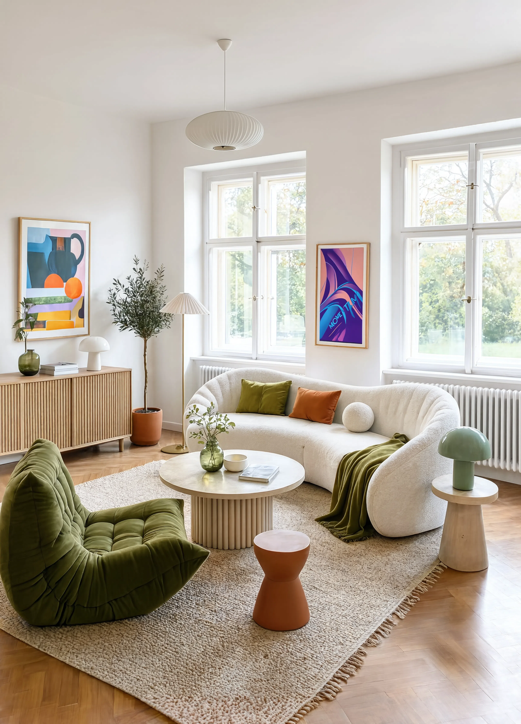 Set of 2 Modern Art Wall Prints – Vivid Momentum Gradient & Vilhelm Lundstrøm Still Life Gallery Set