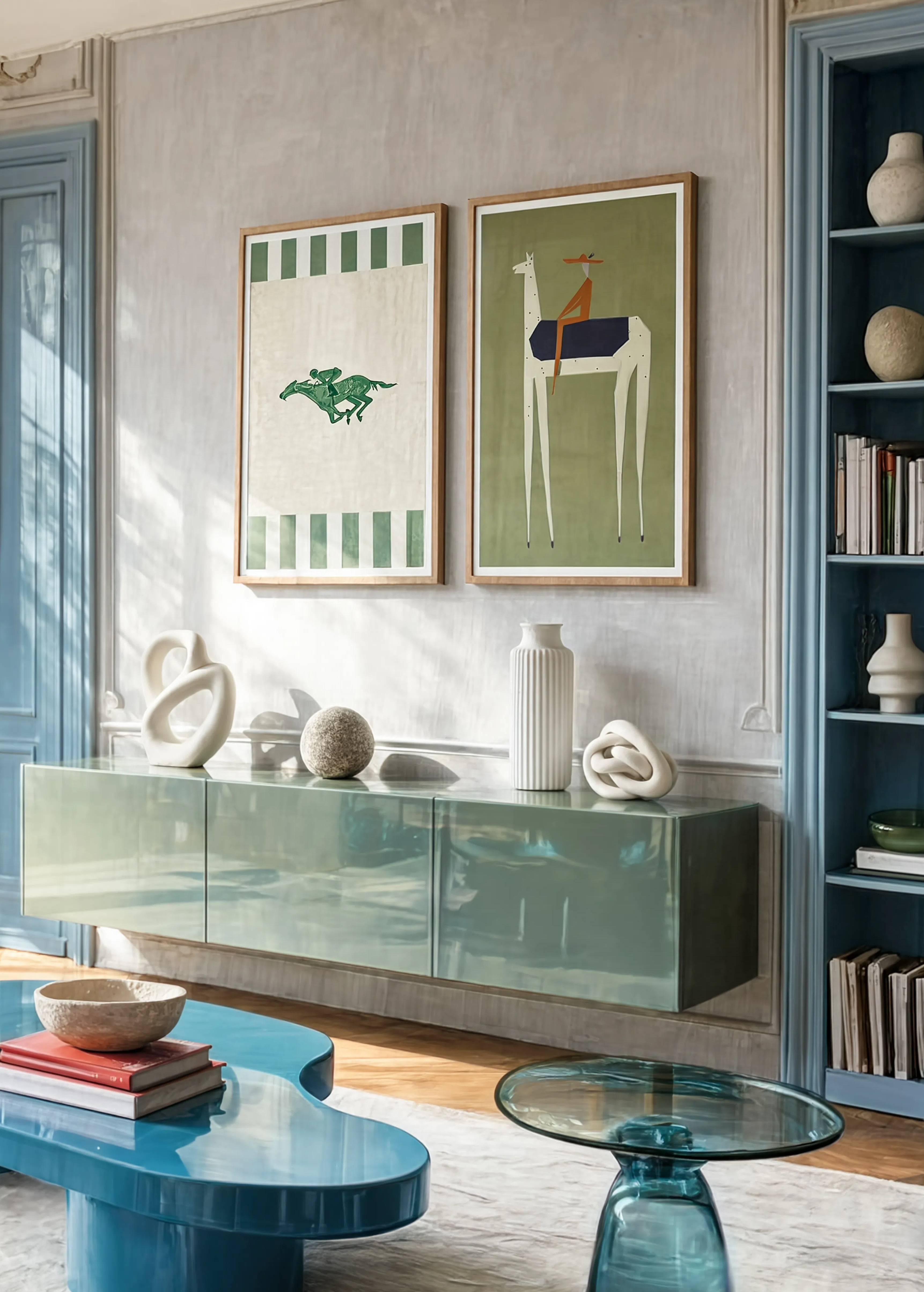 Set of 2 Horse Racing + Wild Freedom | Contemporary Equestrian Wall Art Prints