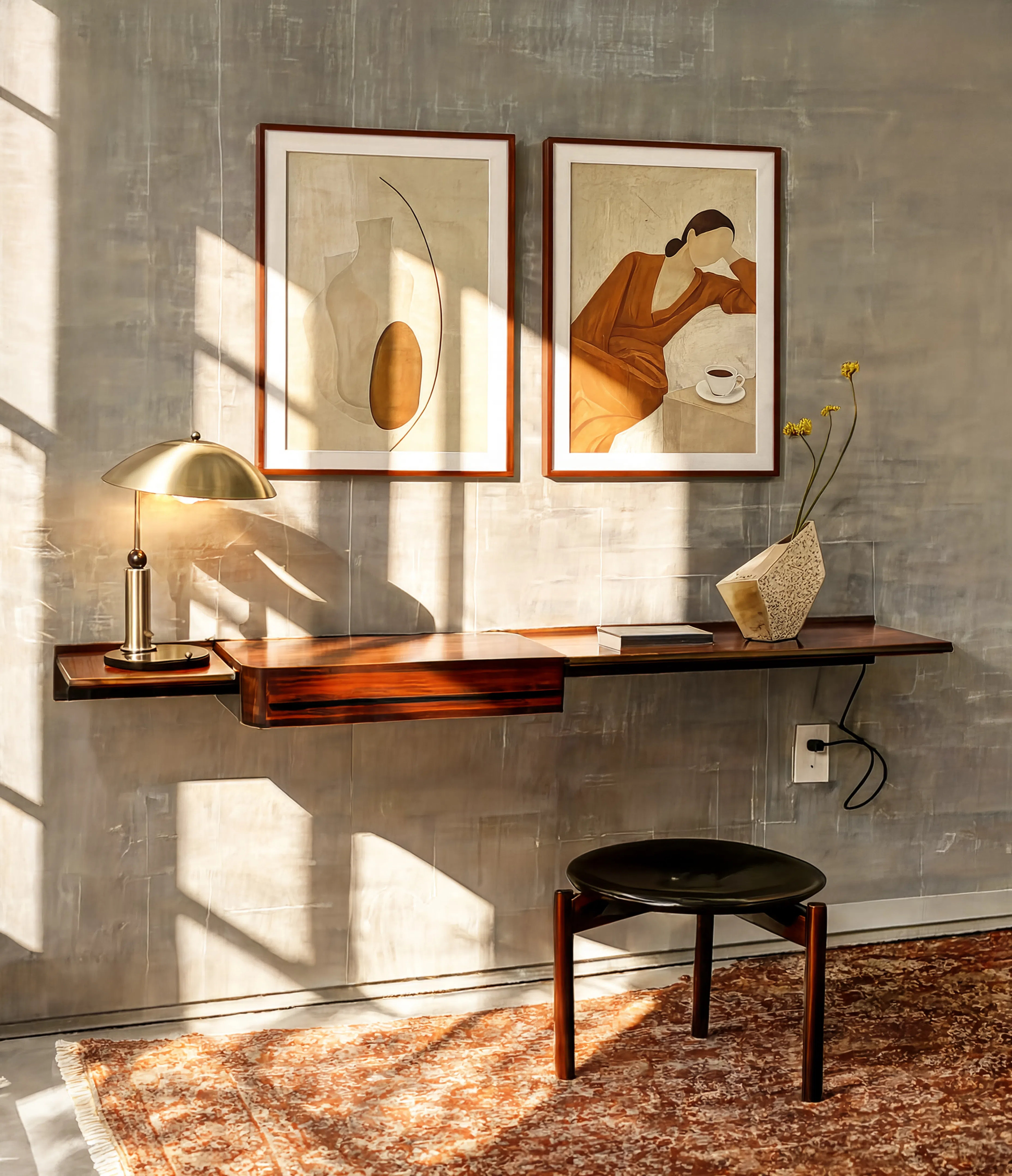 Set of 2 Minimalist Variation I + Figurative with Tea | Contemporary Abstract & Figurative Wall Art Prints 50 × 70 cm