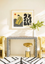 Set of 2 Figurative Woman Drapery & Navy Abstract | Contemporary Figurative & Abstract Wall Art