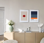 Set of 2 Minimalist Colour-Inspired Wall Art Prints – Red Lips & Pantone Inspired Sheet Gallery Set