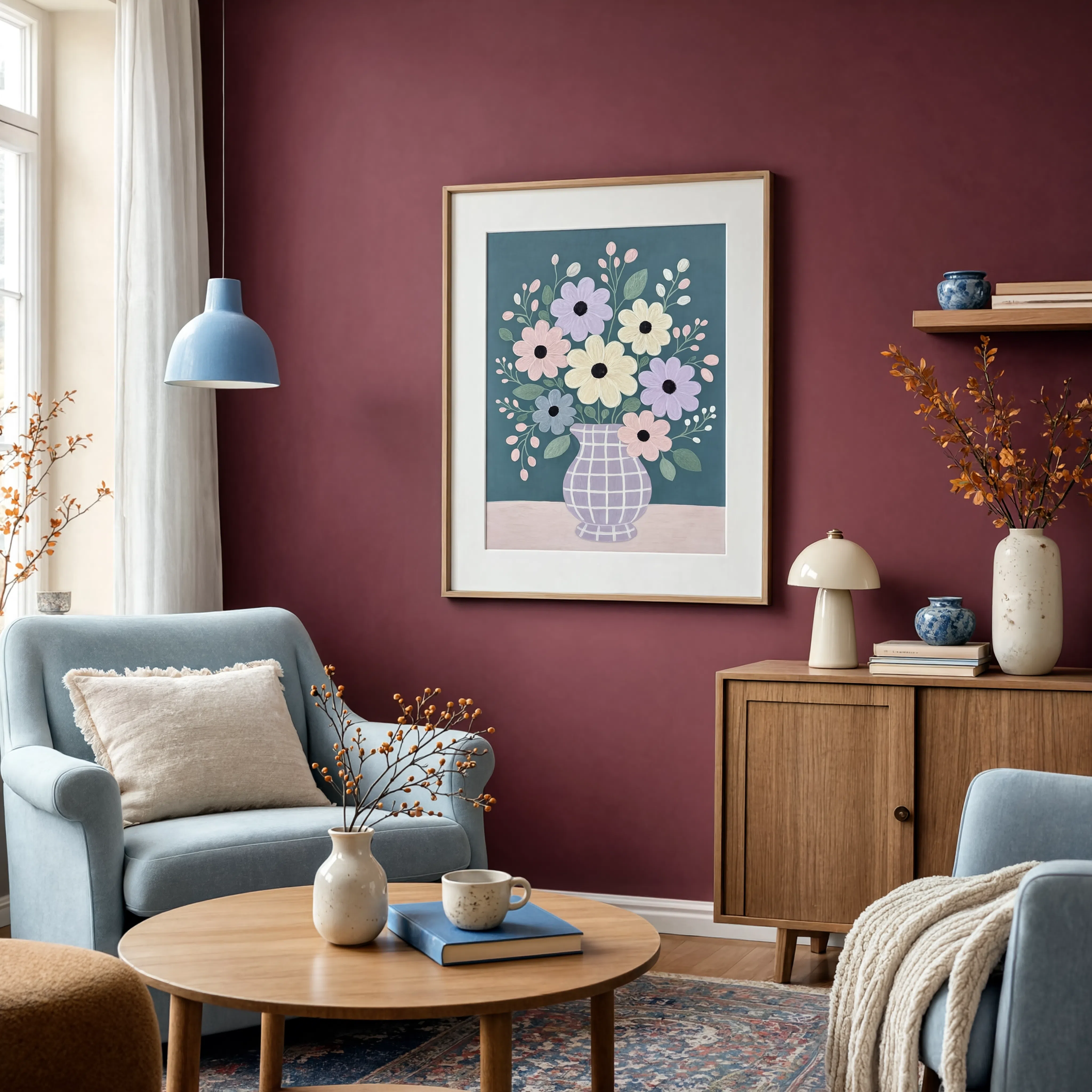 Grid Vase Florals – Vertical I | Contemporary Botanical Wall Art Print