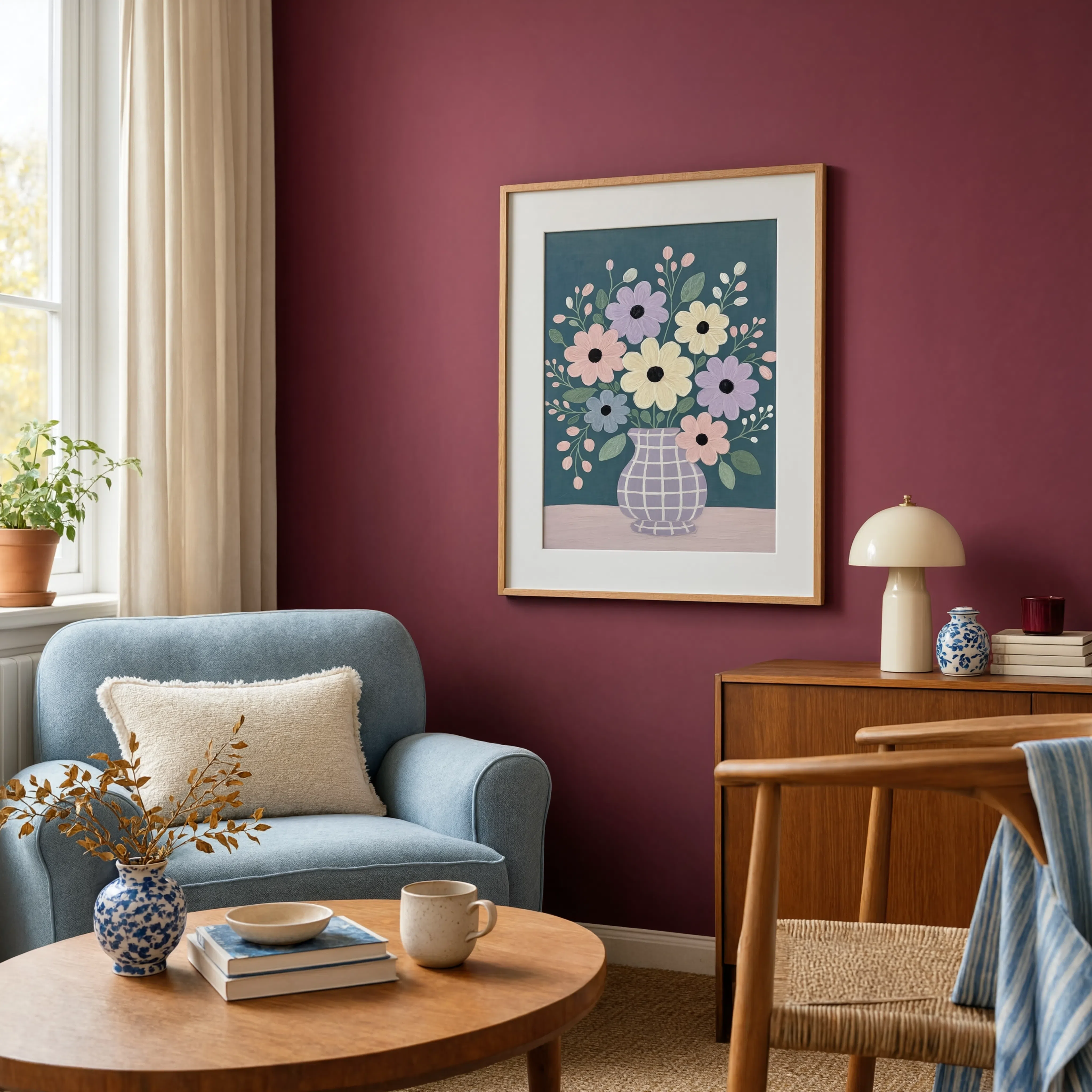 Grid Vase Florals – Vertical I | Contemporary Botanical Wall Art Print