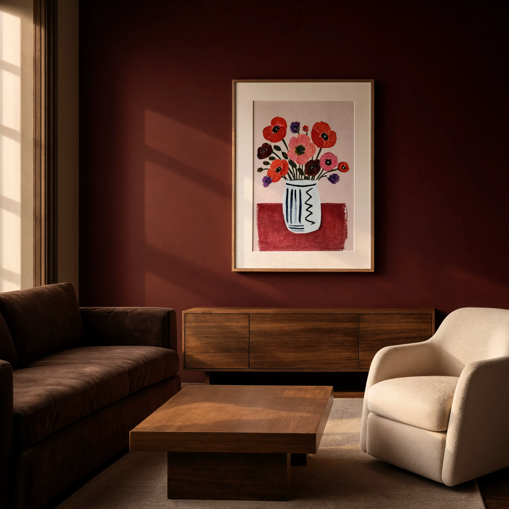Crimson Bouquet Study II | Contemporary Floral Art Print
