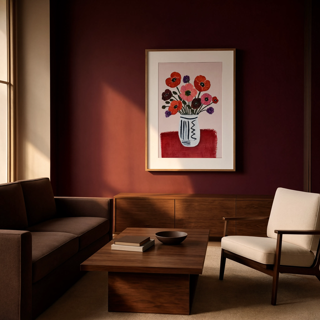 Crimson Bouquet Study II | Contemporary Floral Art Print