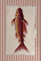 Set of 2 Burgundy Fish + Blue Hue Cloud Print II | Contemporary Wall Art Prints