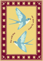 Burgundy Folk Birds | Contemporary Folk Wall Art Print