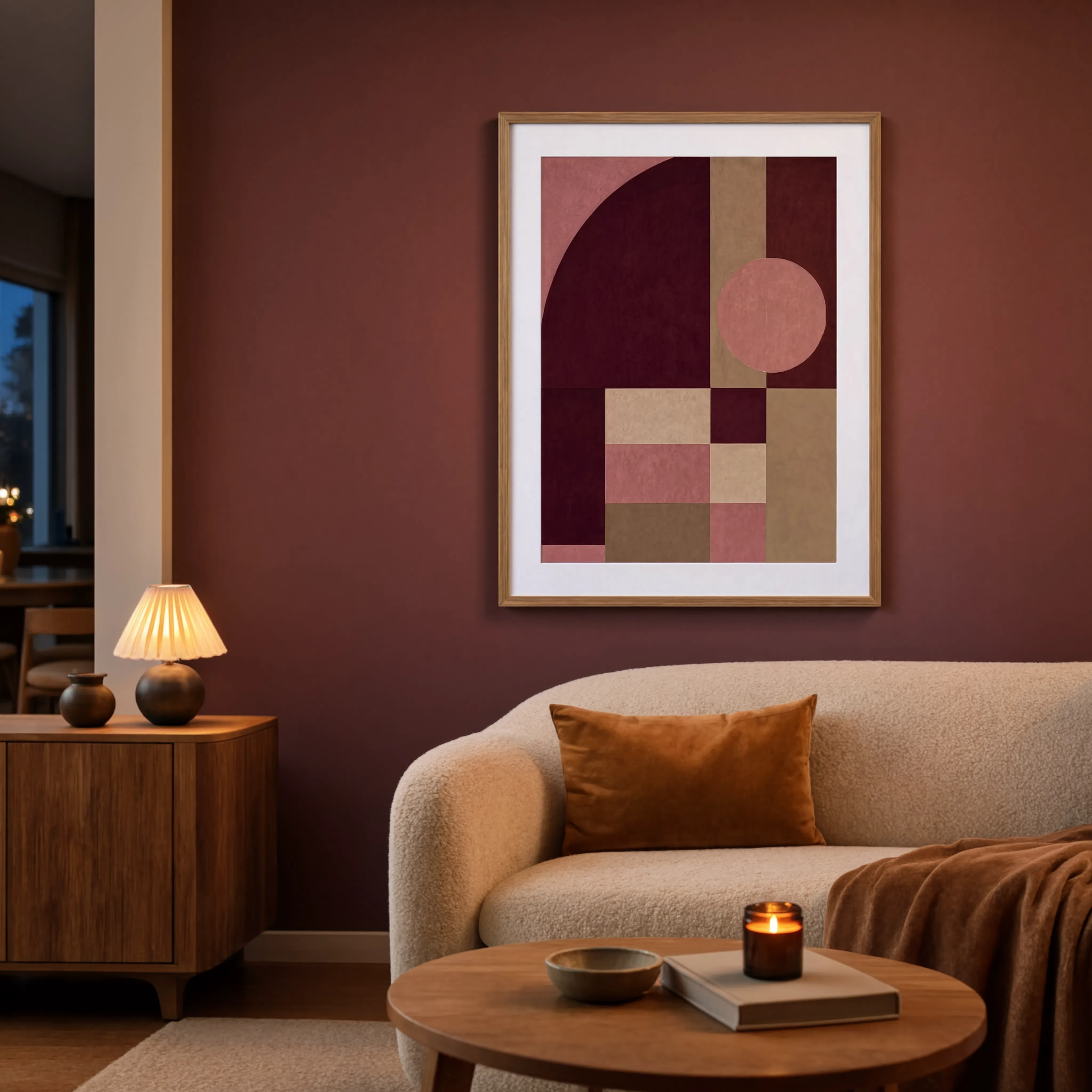 Burgundy Geometry | Contemporary Geometric Art Print
