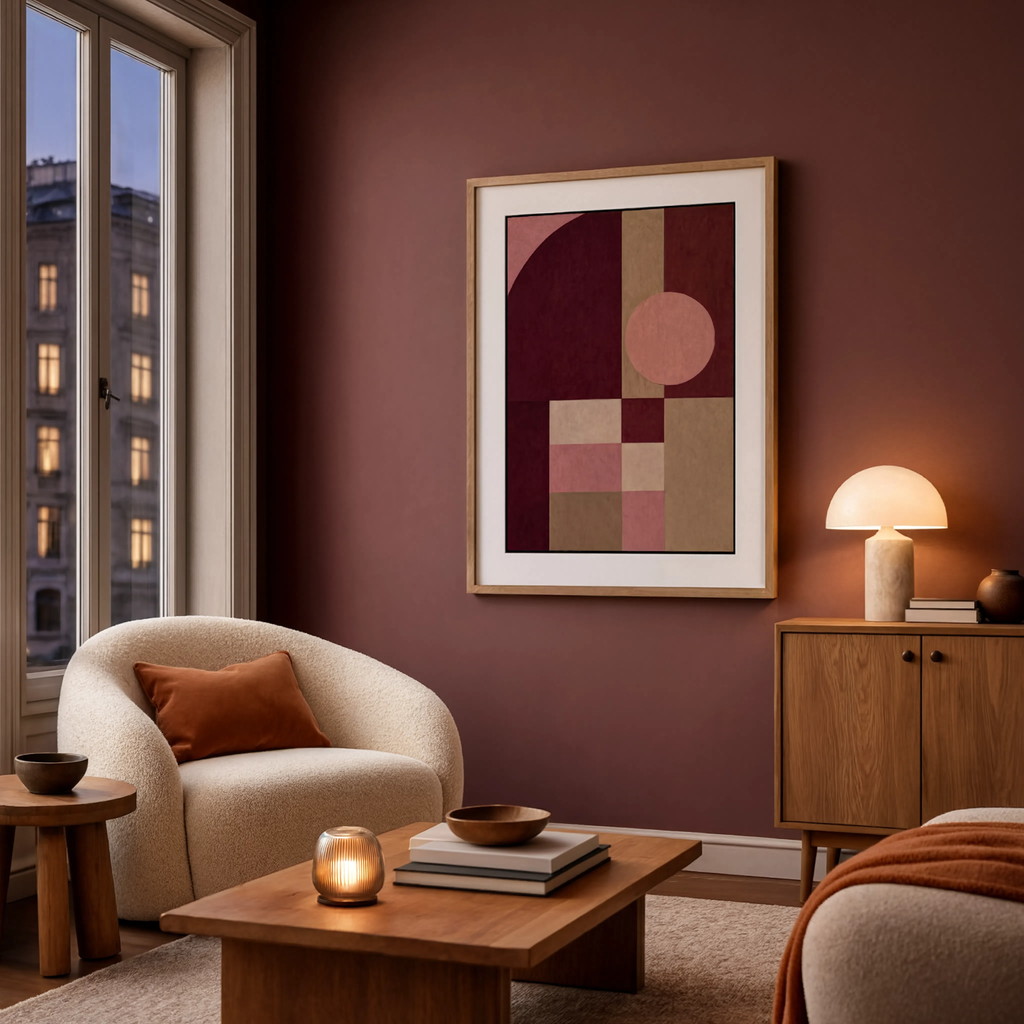 Burgundy Geometry | Contemporary Geometric Art Print
