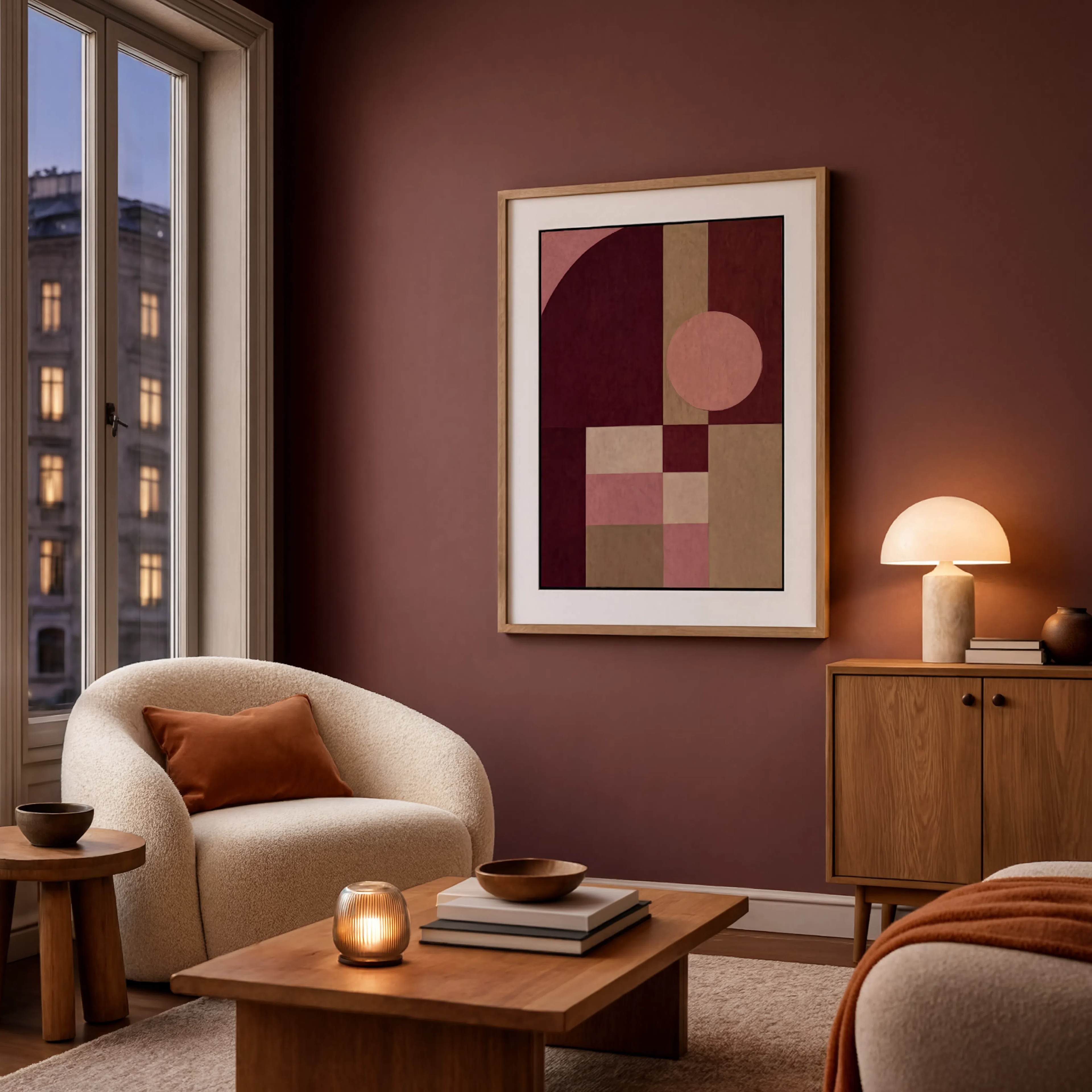 Burgundy Geometry | Contemporary Geometric Art Print