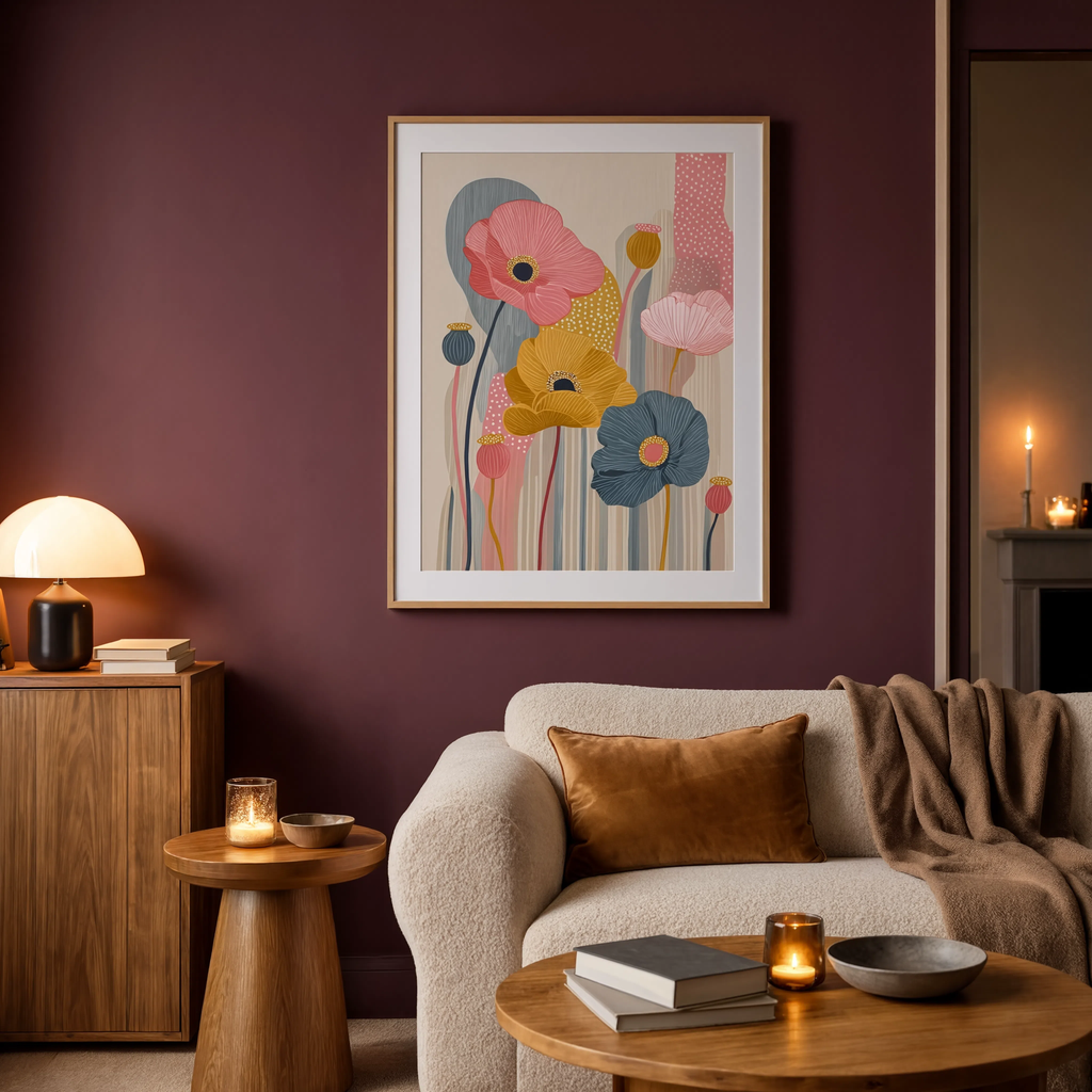 Illustrated Poppies I | Contemporary Botanical Art Print