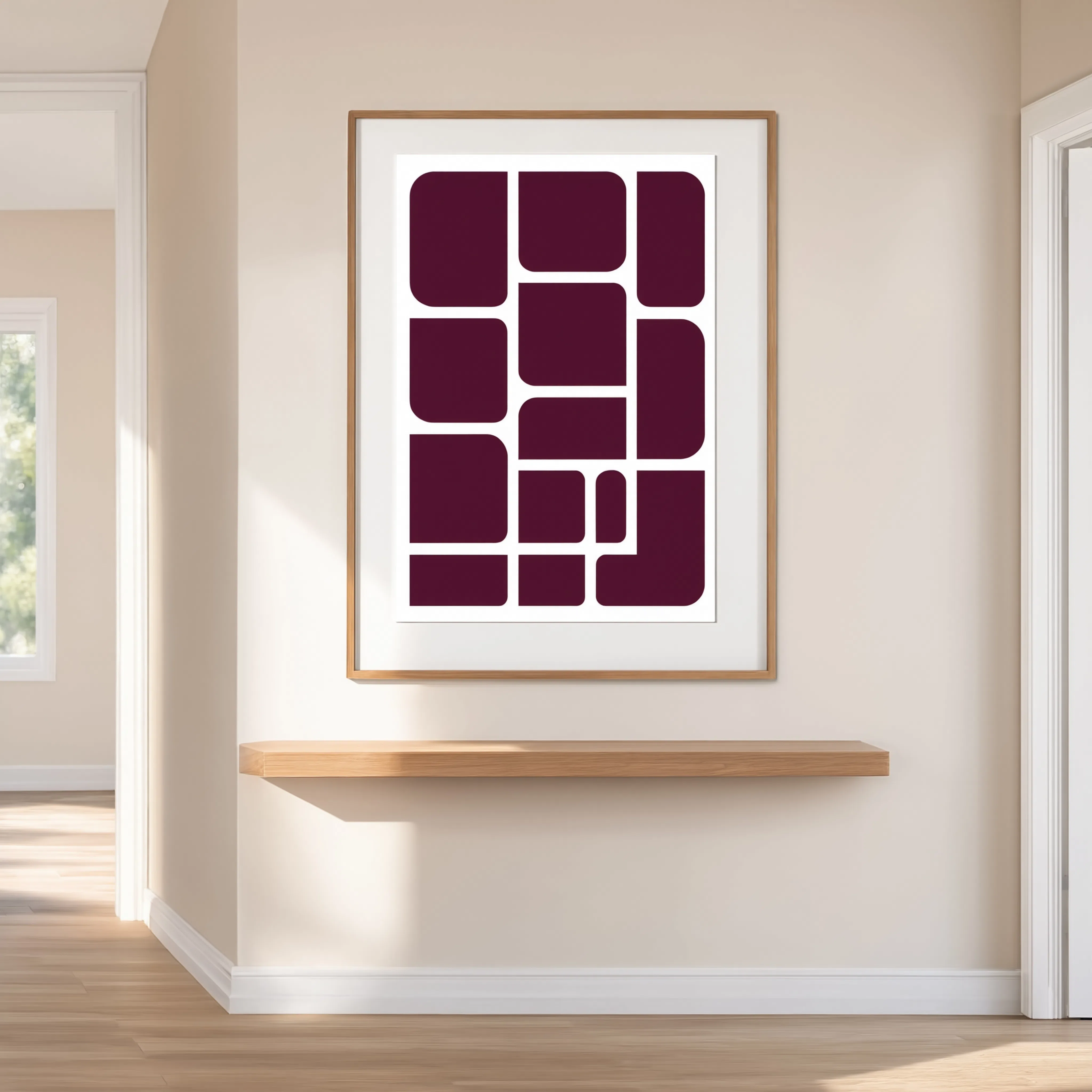 Abstract Burgundy Geometry Composition