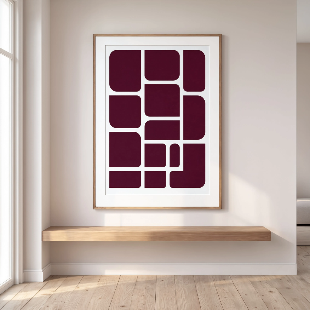 Abstract Burgundy Geometry Composition
