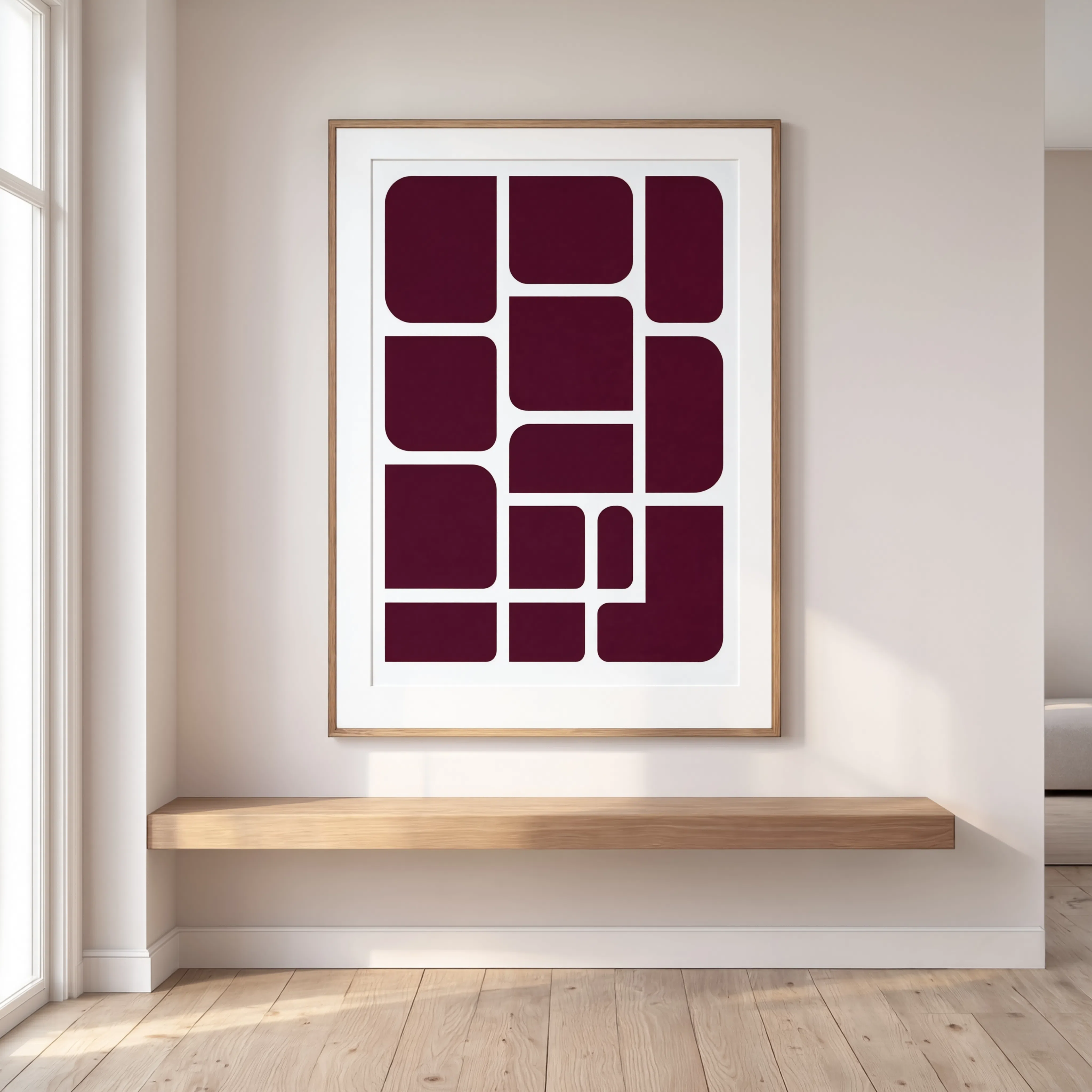 Abstract Burgundy Geometry Composition