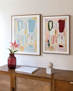 Set of 2 Abstract Shapes & Powder Blue | Contemporary Abstract Wall Art Prints