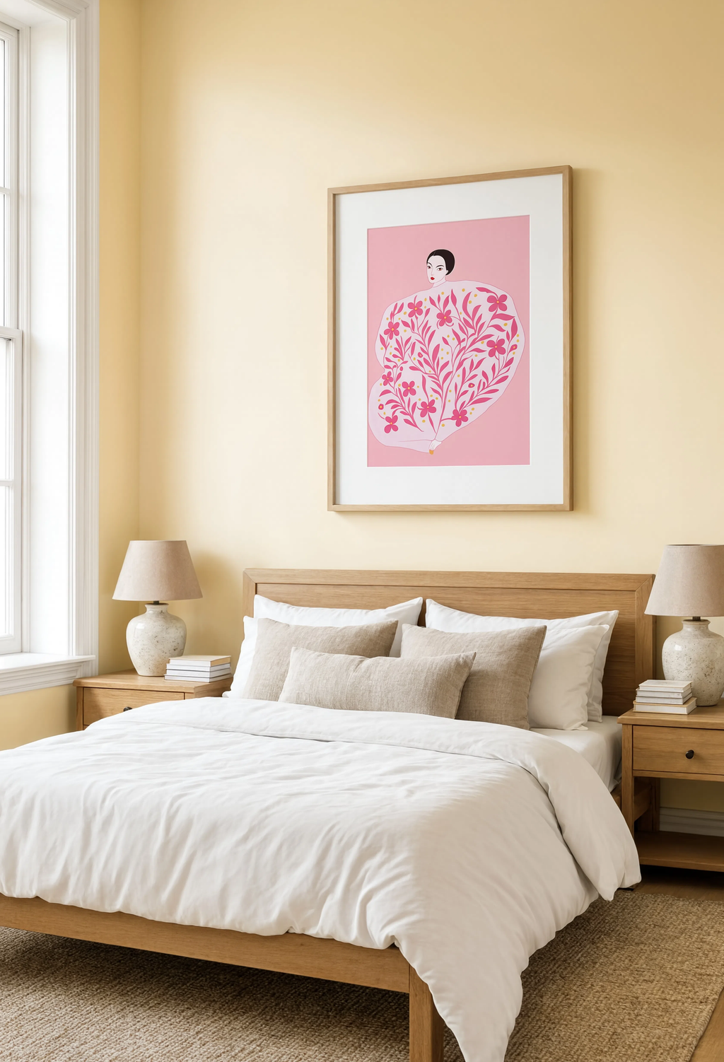 Pink Floral Figure | Contemporary Figurative Botanical Wall Art