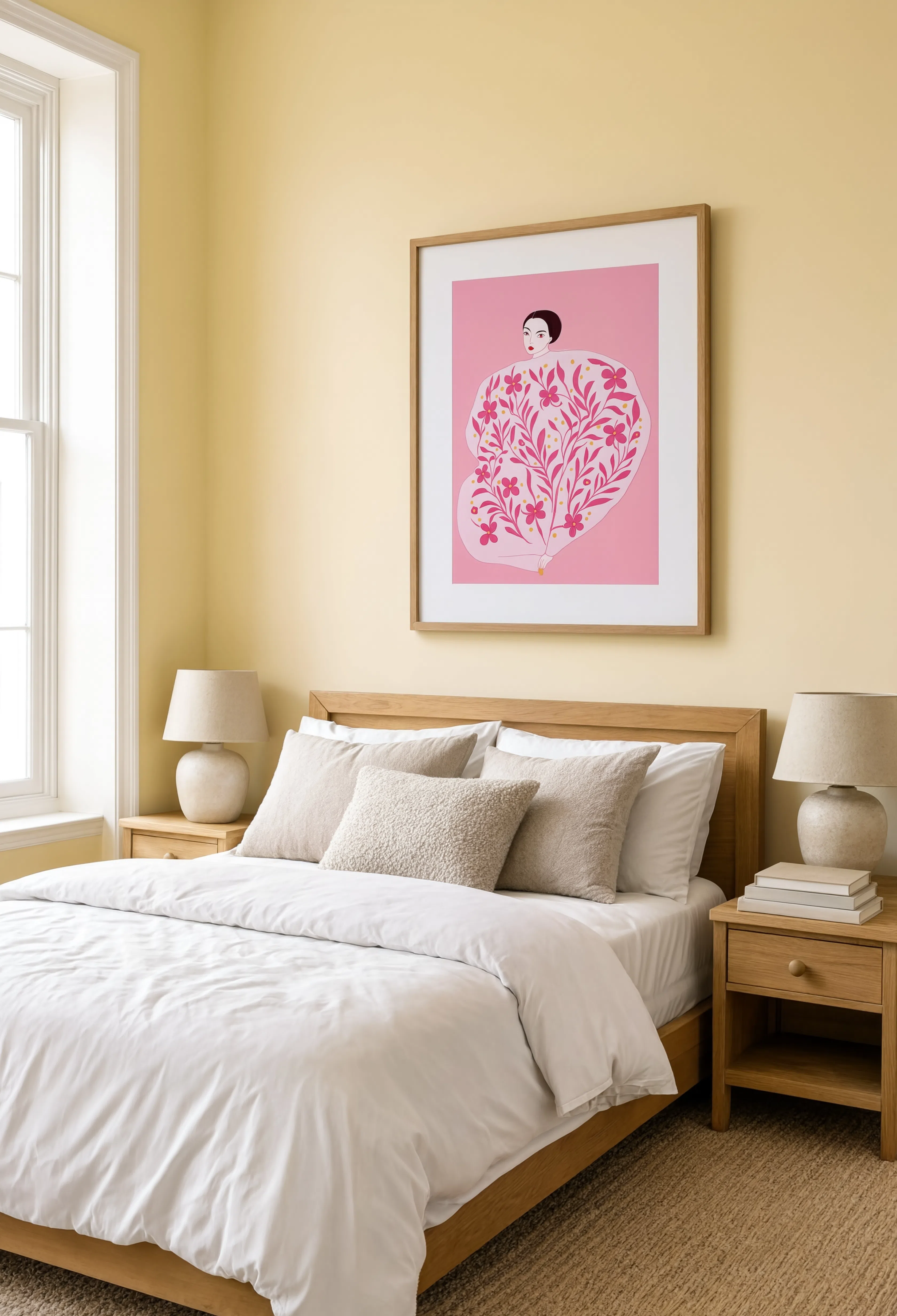 Pink Floral Figure | Contemporary Figurative Botanical Wall Art