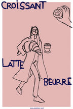 Croissant, Latte, Beurre – Modern Kitchen Lifestyle Poster – Contemporary Wall Art Print