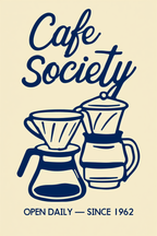 Set of 4 Coffee Prints – “Coffee Hour,” “Espresso Club,” “Cafe Society,” and “Coffee Morning” – Chic Wall Art for Coffee Lovers