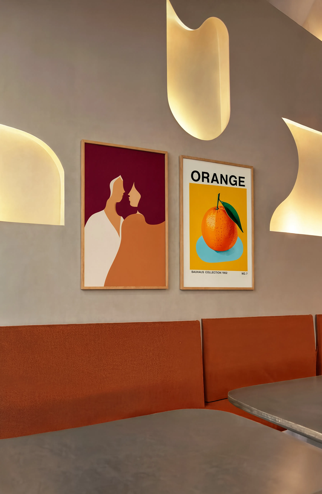 Set of 2 Bauhaus-Inspired Art Prints – Orange Bauhaus & Planes of Light and Shadow Gallery Set