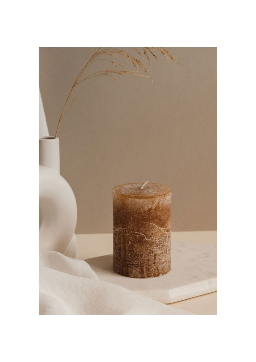 Set of 2 Impasto Grid I & Candle Poster | Textured Abstract & Minimalist Art Prints