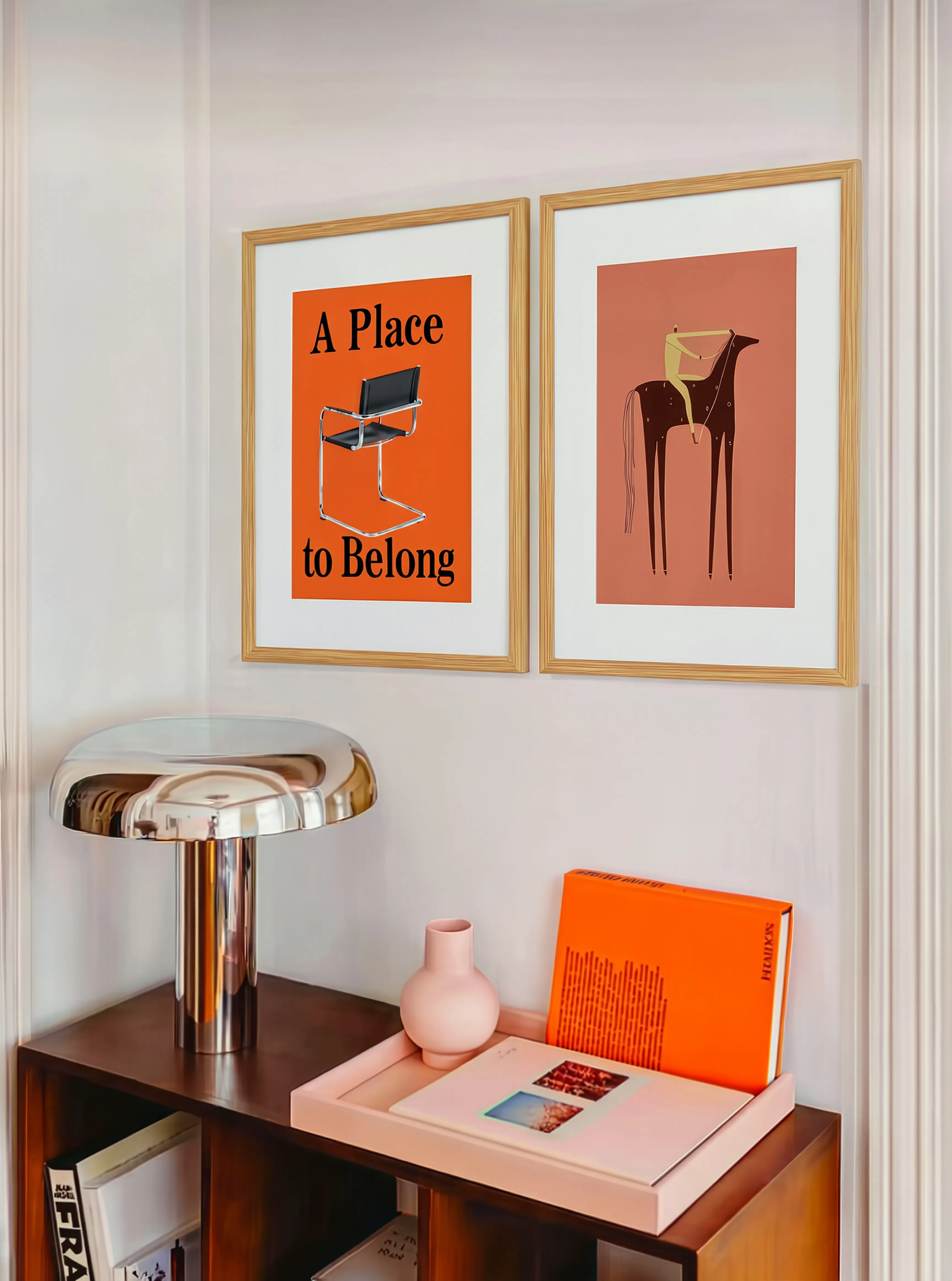 Set of 2 Minimalist & Equestrian Wall Art Prints – Chair Poster & Galloping Grace Gallery Set
