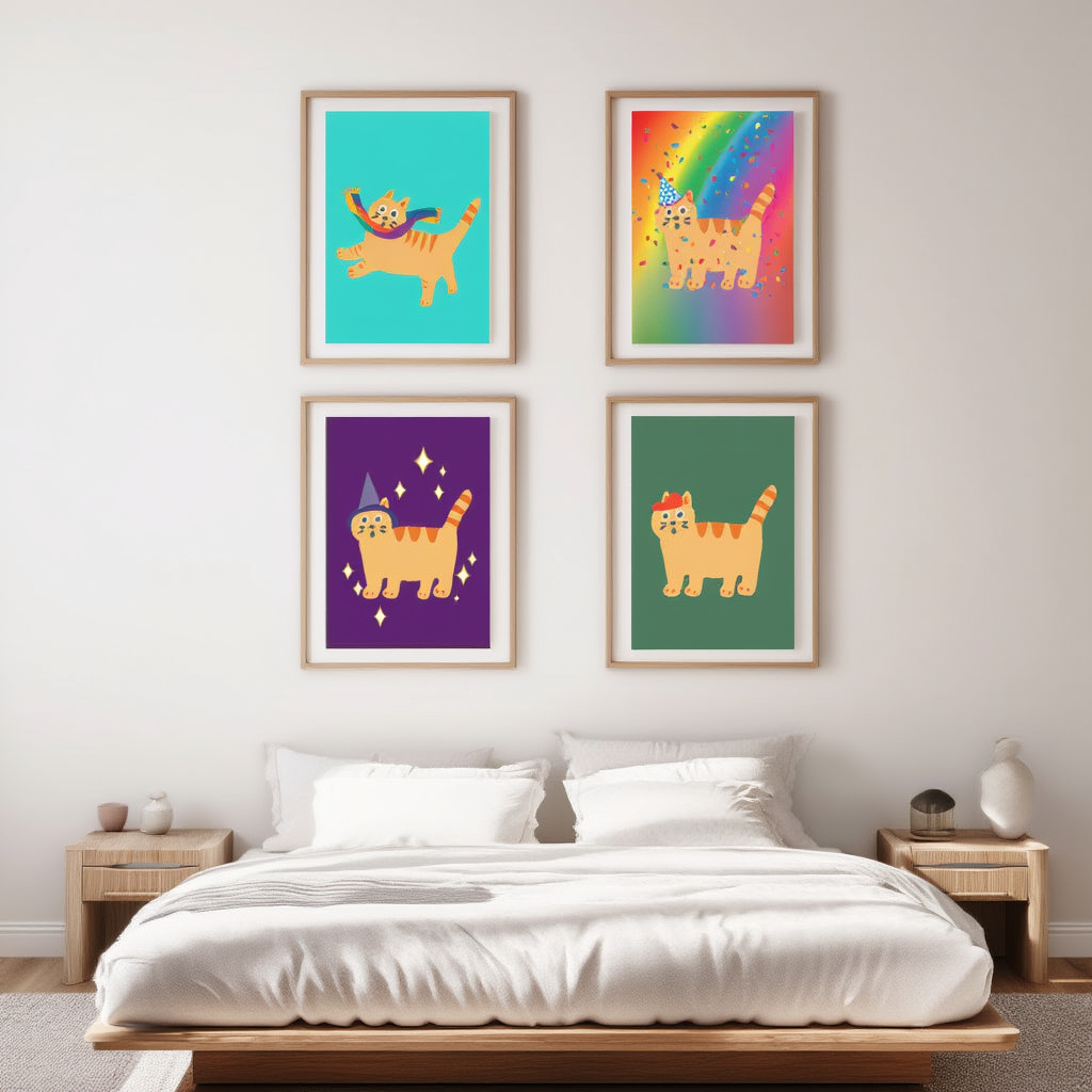 Mix & Match Whimsical Cat Prints – Playful Wall Art