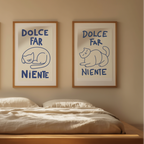 Set of 3 Dolce Far Niente Cat Whimsical Prints – “The Sweetness of Doing Nothing”