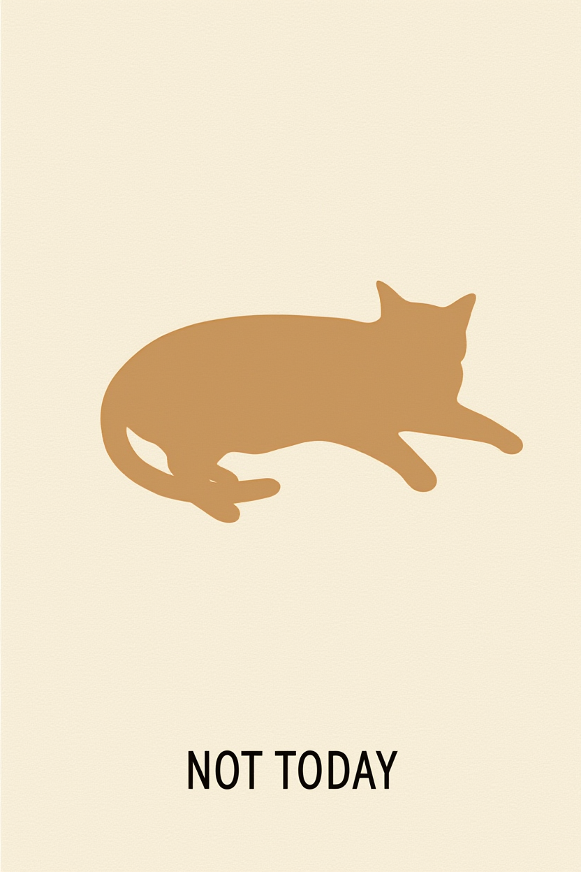 Not Today Cat – Minimalist Animal Illustration Art Print