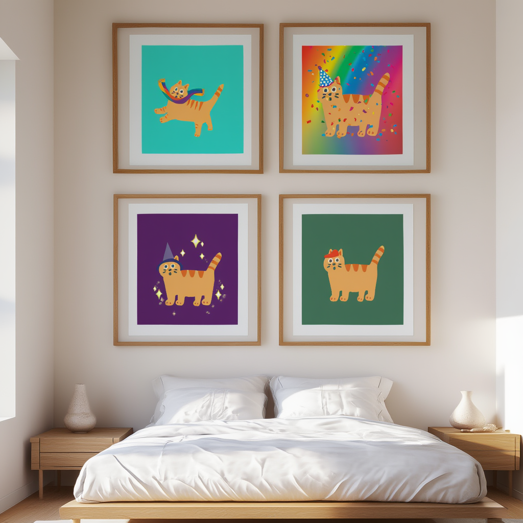 Mix & Match Whimsical Cat Prints – Playful Wall Art