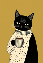 Cat & Coffee | Playful Contemporary Art Print