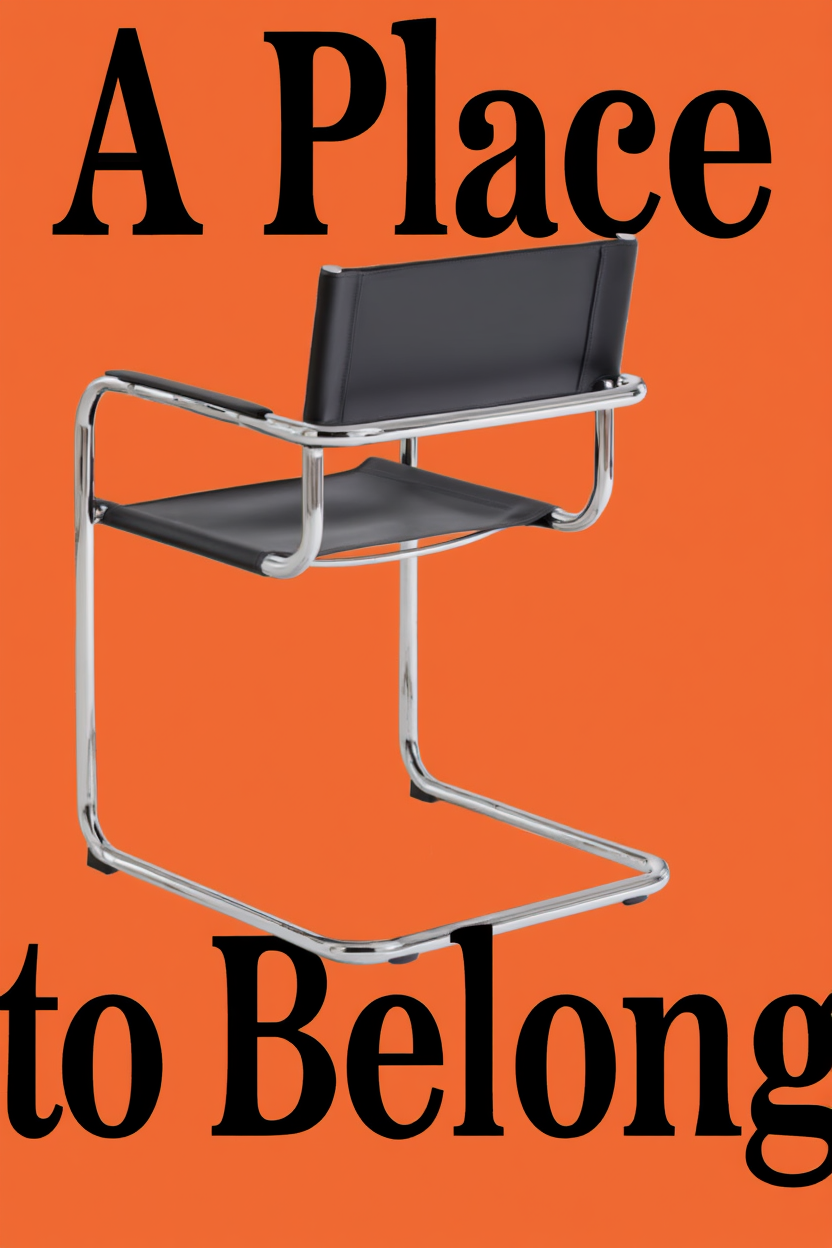 Chair Poster – Orange “A Place to Belong” – Minimalist Wall Art Print