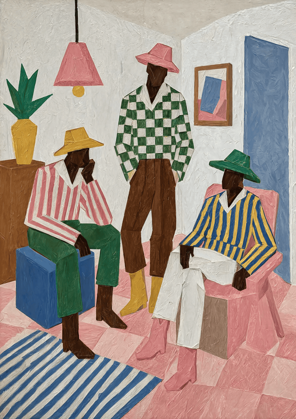 Checkerboard Figures | Contemporary Abstract Figurative Art Print