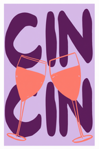 Cin Cin Poster – Purple & Coral – Minimalist Wall Art Print