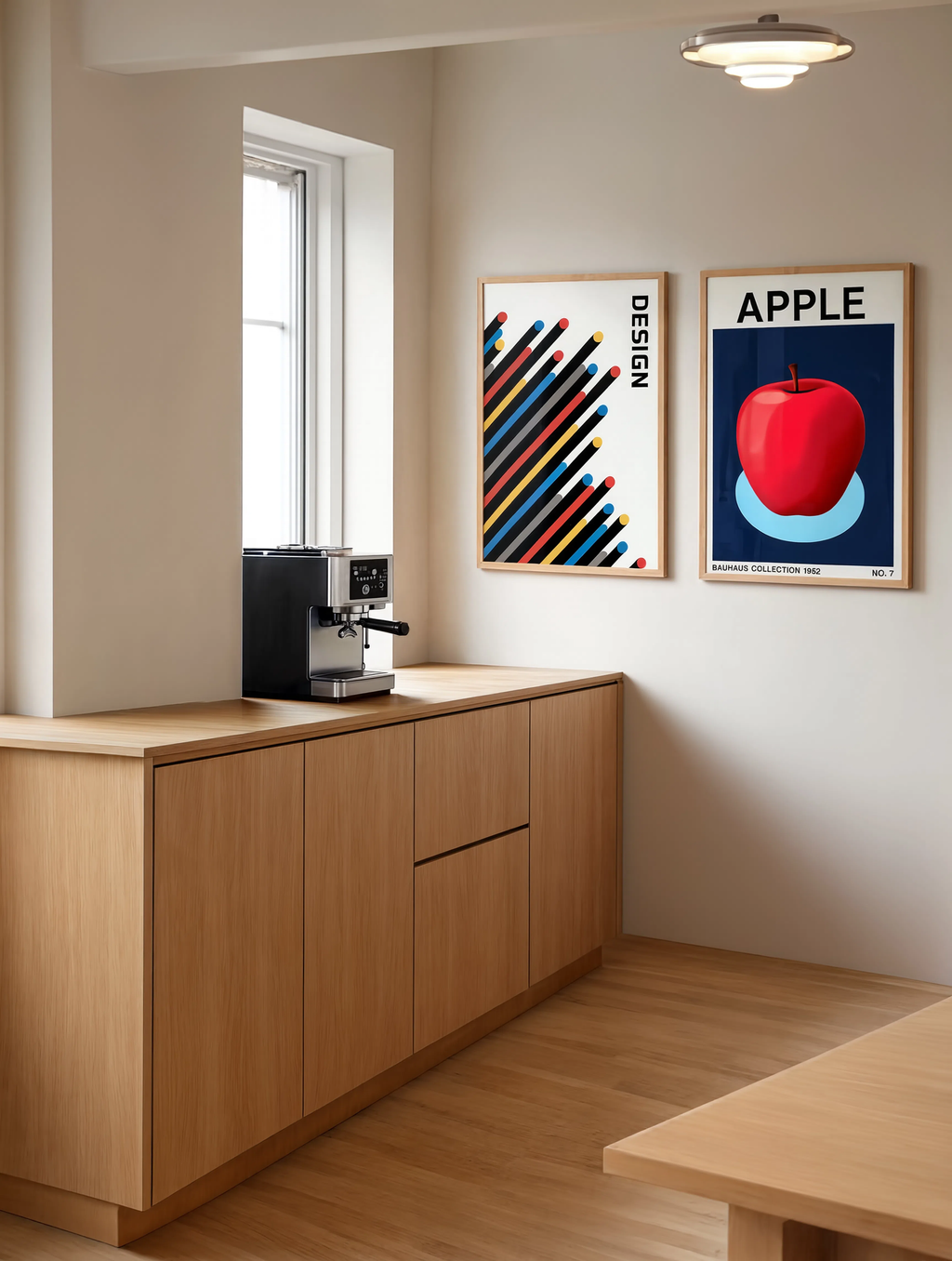 Set of 2 Bauhaus Tubes & Bauhaus Apple – Geometric Abstract Modernist Wall Art Prints
