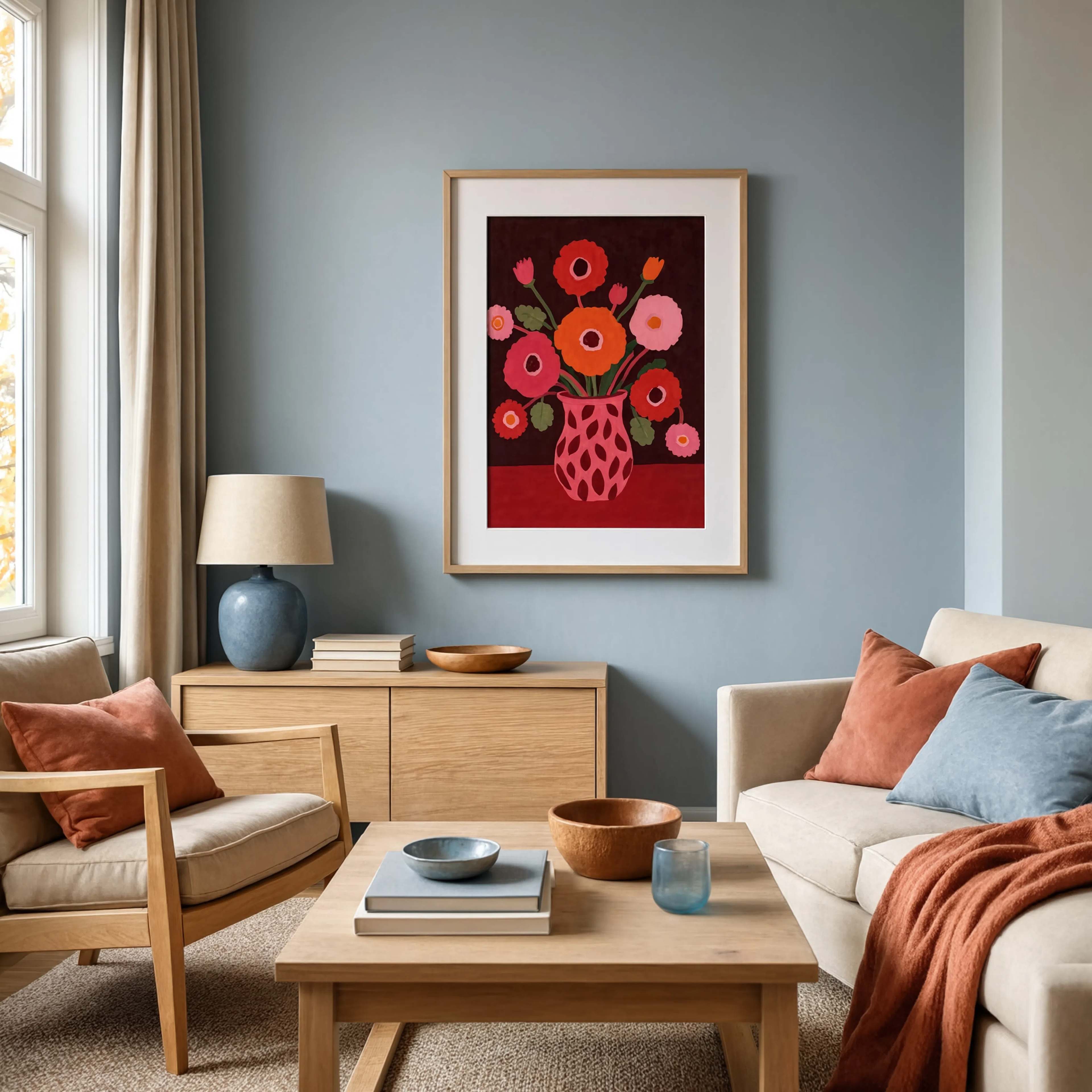 Poppy Bouquet Still Life I | Contemporary Floral Art Print