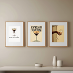 Set of 3 Espresso Martini Cocktail-Inspired Prints – Minimalist Bar Wall Art - Hakyarts