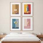 Cocktail Bar Cart Art – Dining Room Set of 4 - Hakyarts