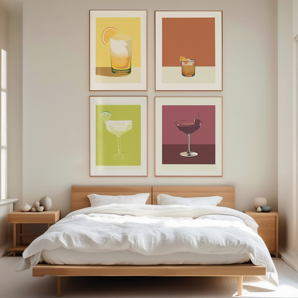 4 Retro Cocktail Prints – Colorful Bar & Kitchen Wall Art - Hakyarts
