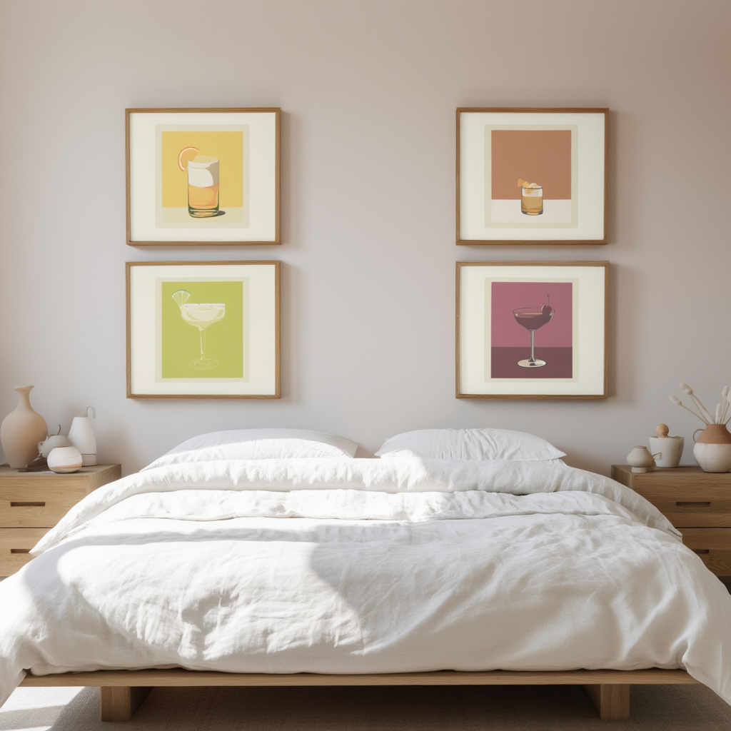 4 Retro Cocktail Prints – Colorful Bar & Kitchen Wall Art - Hakyarts