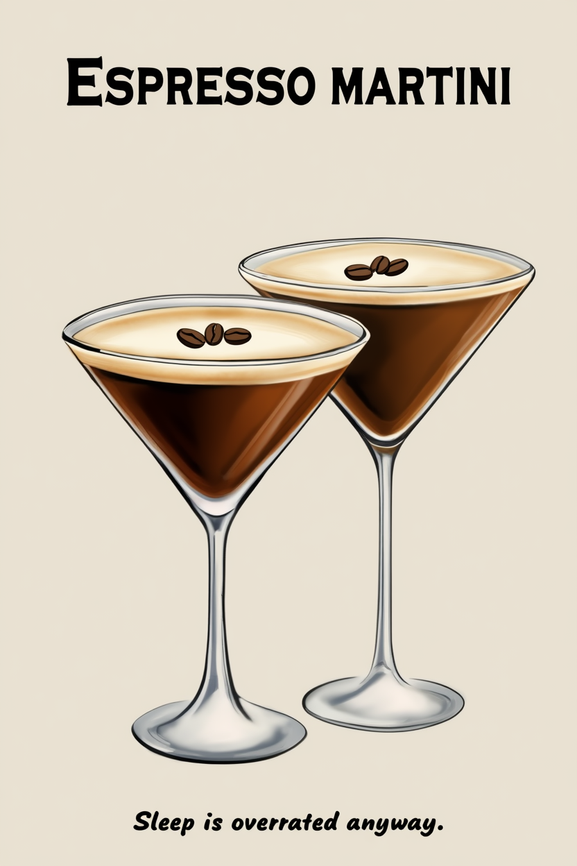 Espresso Martini – Sleep Is Overrated Cocktail Poster