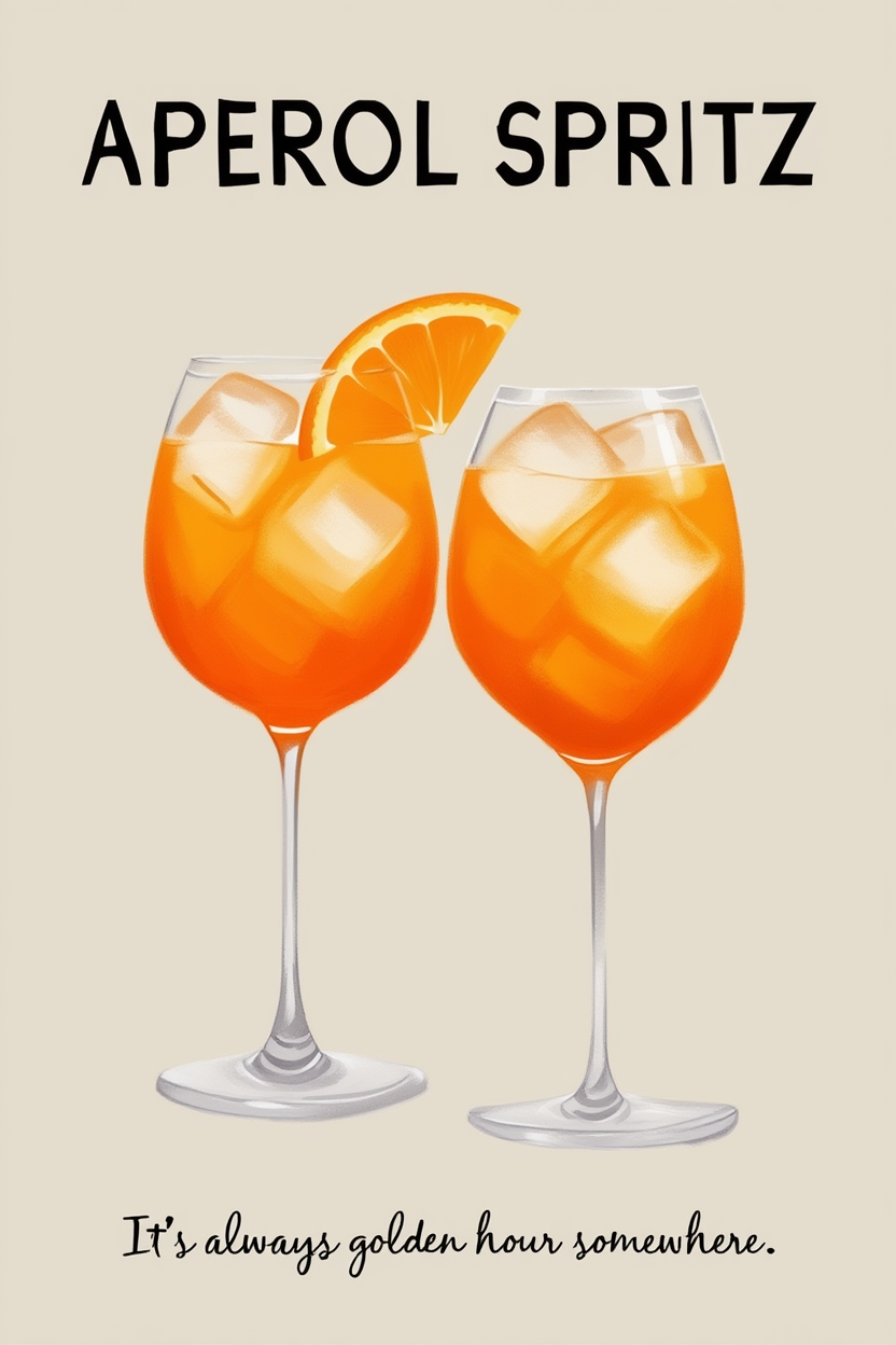 Aperol Spritz – It’s Always Golden Hour Cocktail Poster