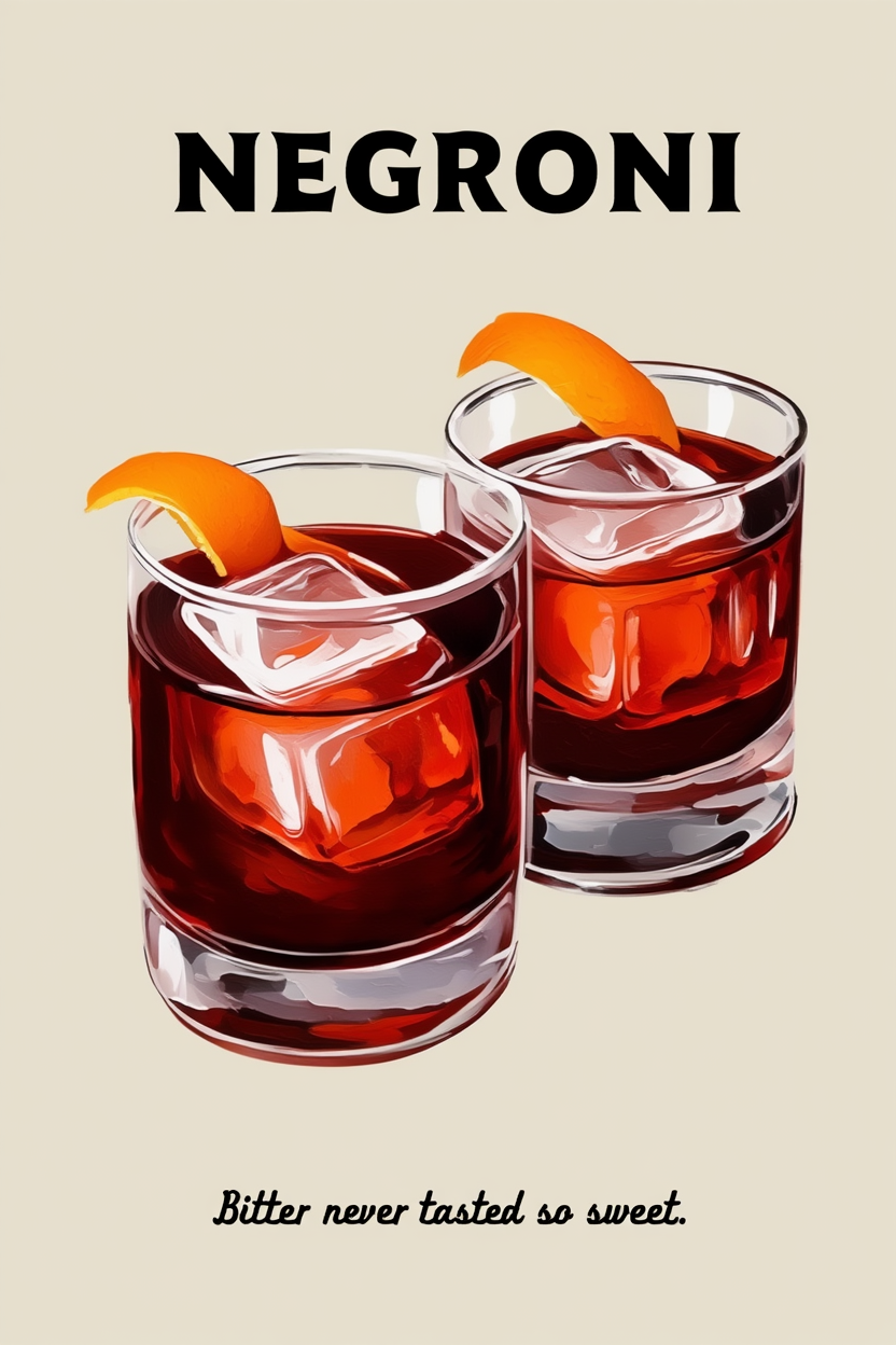 Negroni – Bitter Never Tasted So Sweet Cocktail Poster