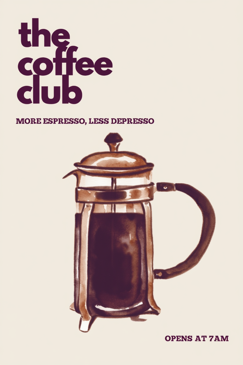 Coffee Club – Deep Plum – Minimalist Wall Art Print