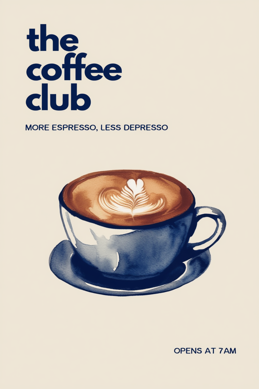 Coffee Club – Espresso – Minimalist Wall Art Print