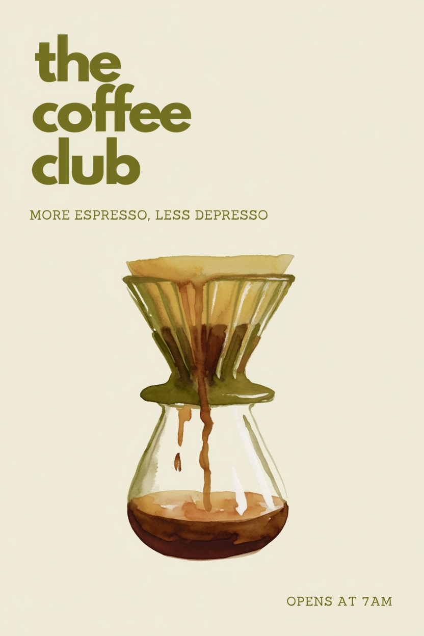 Coffee Club – Espresso – Minimalist Wall Art Print