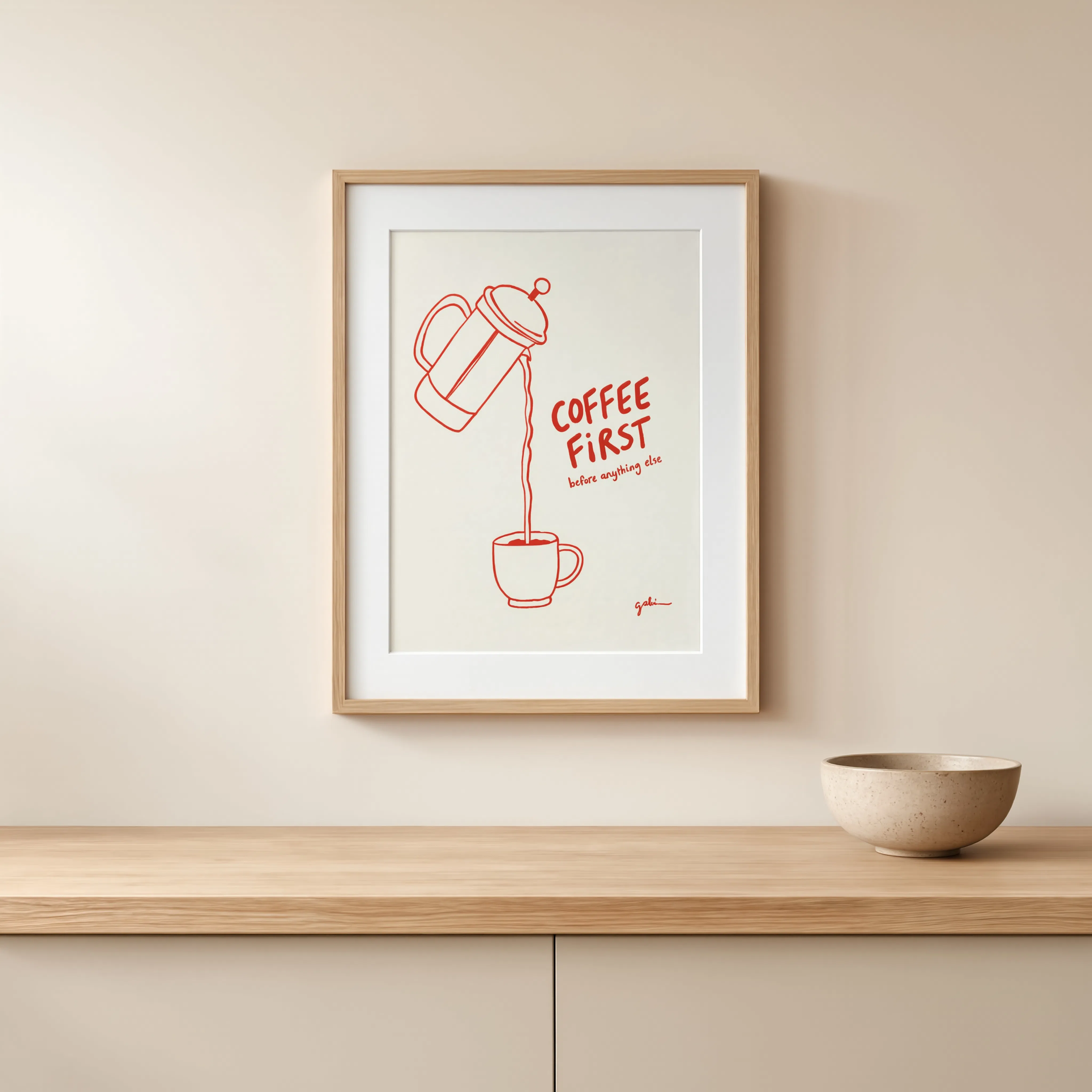 Coffee First | Minimalist Kitchen Wall Art Print